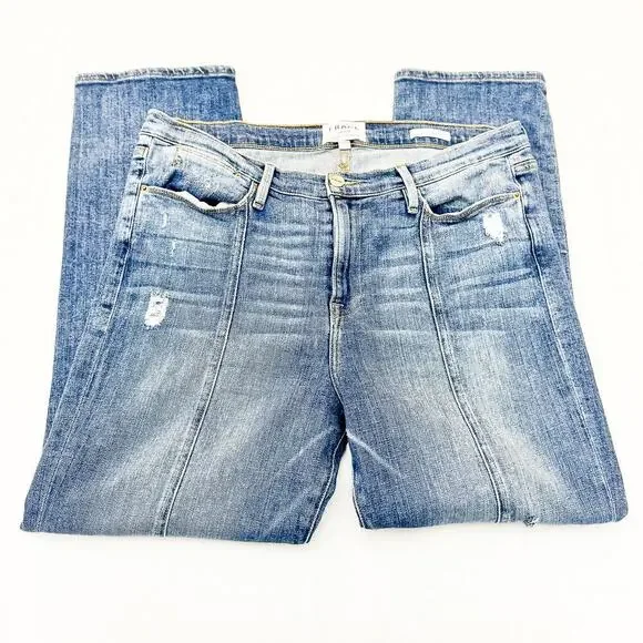 Frame Le High Straight Front Ankle Slit Denim Jeans Sandpiper LHSTFS6540 Size 33 - Picture 4 of 7